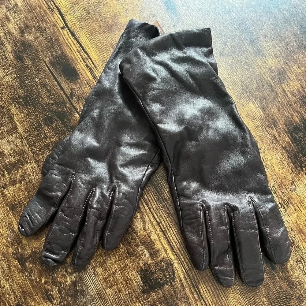 VINTAGE: Aris | womens leather, cashmere lined driving gloves. Size: 7